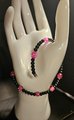 Pink and Black beaded bracelet 