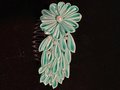 Teal Kanzashi Flower hair comb