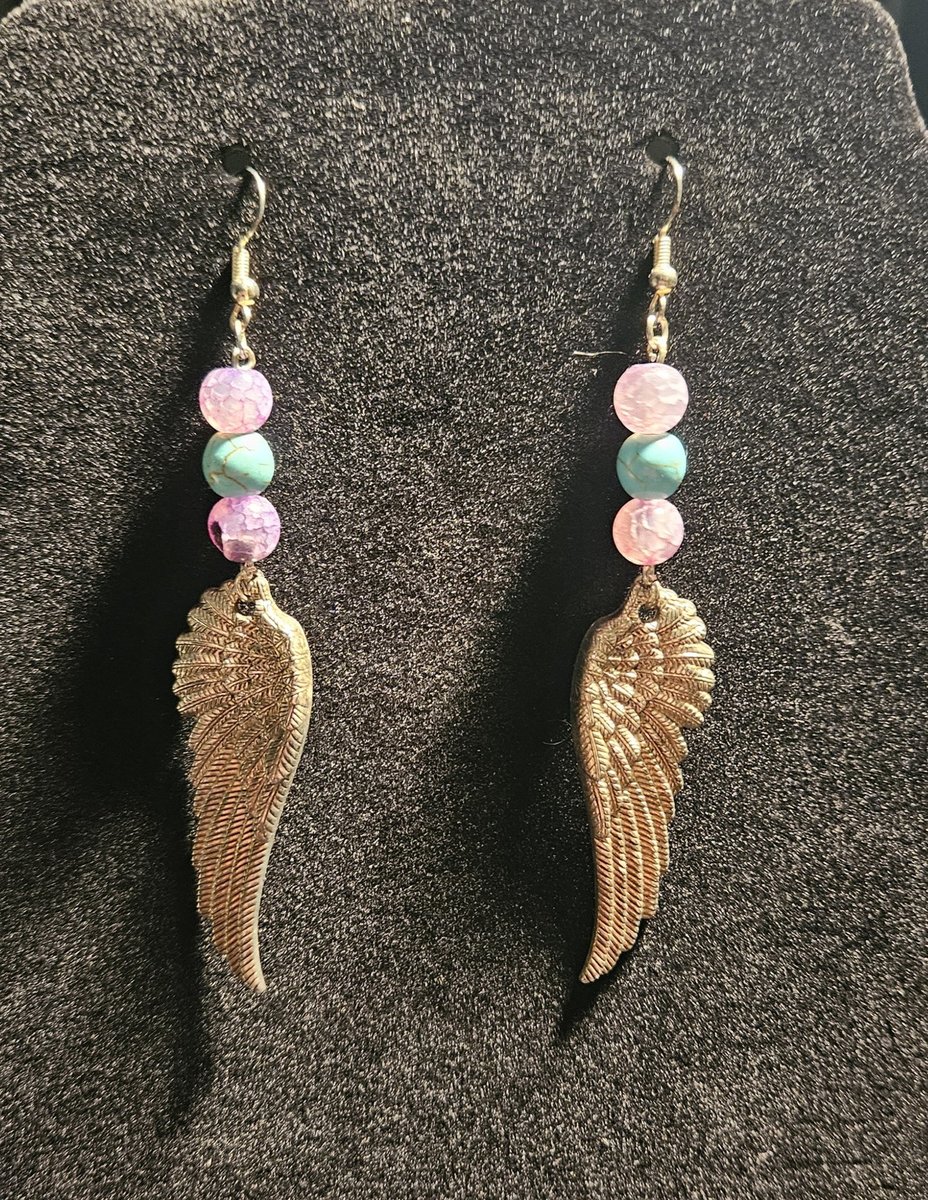Amethyst and Turquoise wing earrings 
