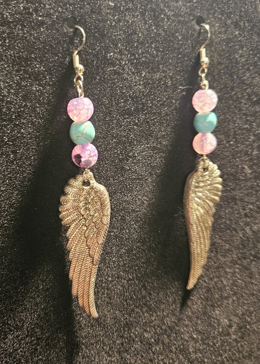 Amethyst and Turquoise wing earrings 