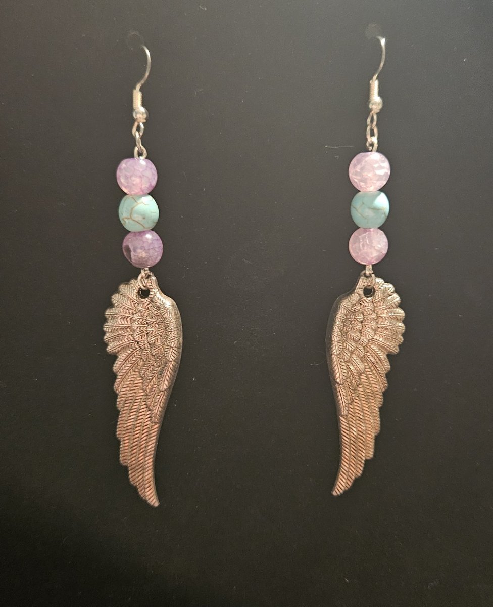 Amethyst and Turquoise wing earrings 