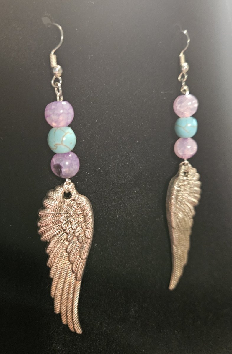 Amethyst and Turquoise wing earrings 