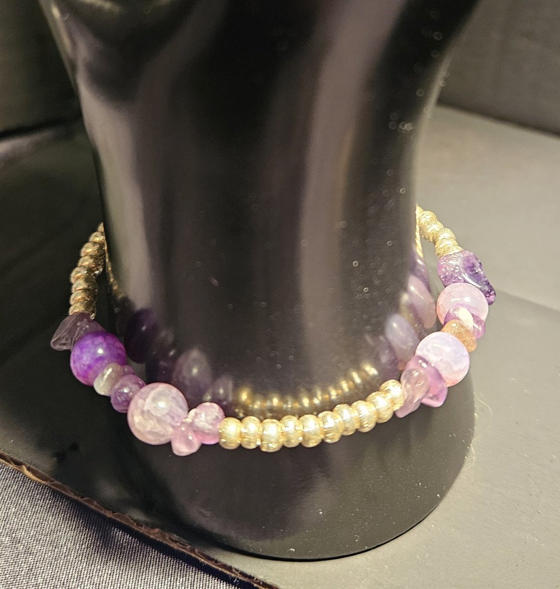 Amethyst stone and silver bracelet 