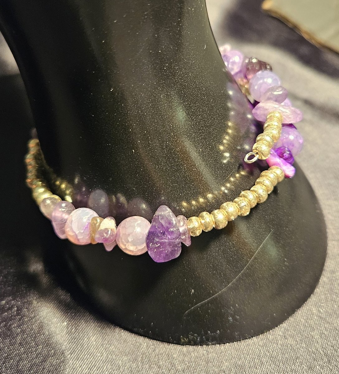 Amethyst stone and silver bracelet 
