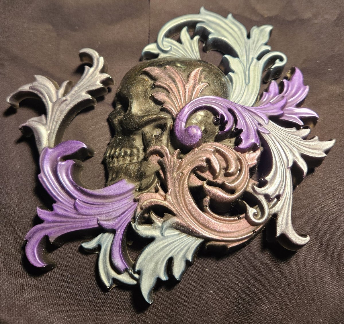 Resin Skull and Swirl wall art pieces