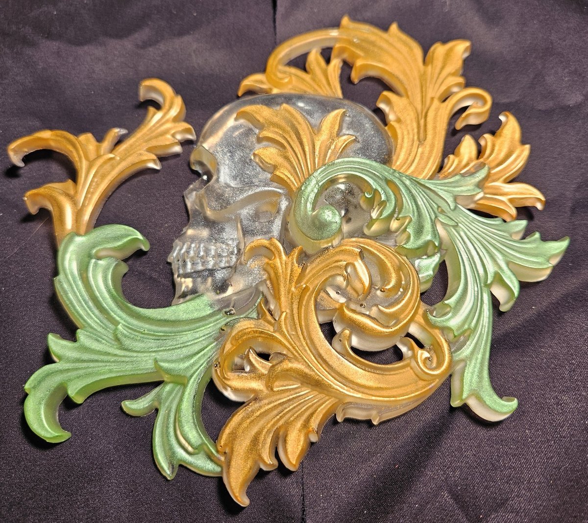 Resin Skull and Swirl wall art pieces
