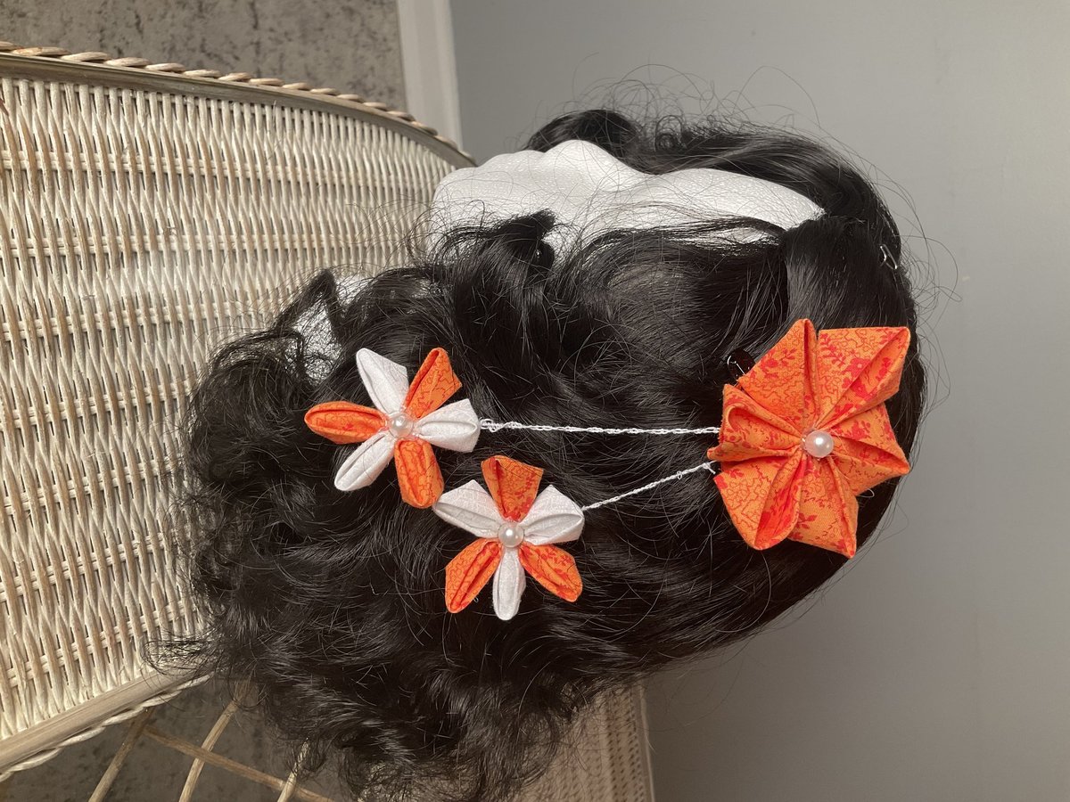 Orange Kanzashi Hair Clip