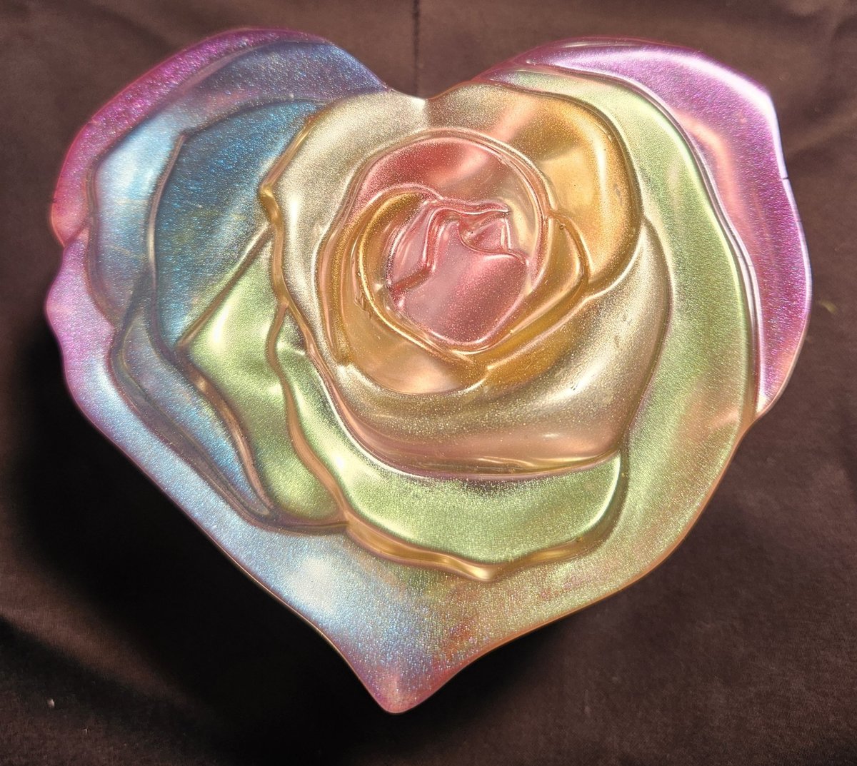 Rainbow Heart Rose Trinket box